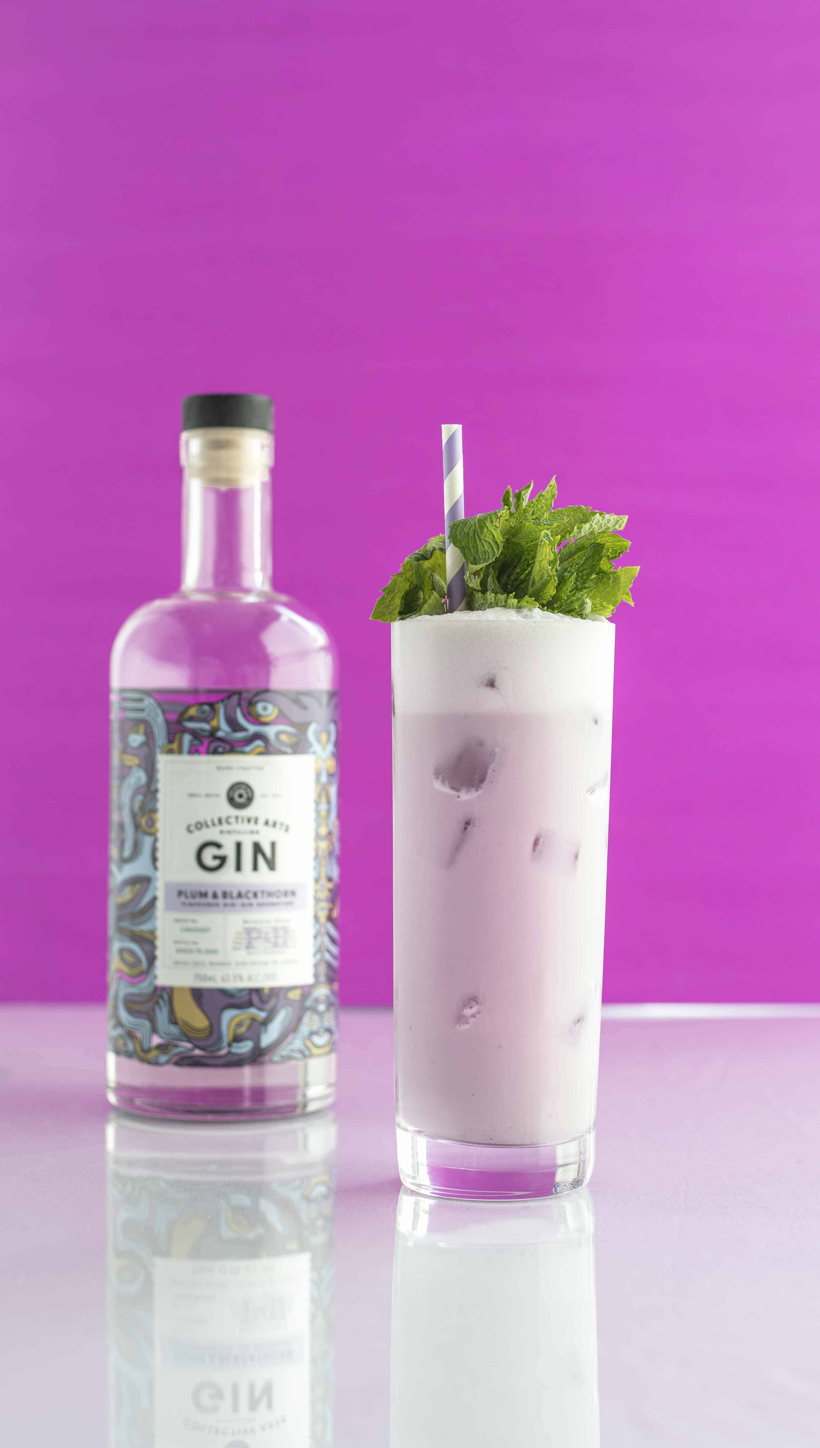Fizzy Plum - Ramos Gin Fizz with Collective Art's Plum Blackthorn Gin