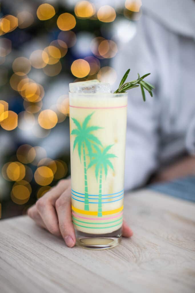 Tropical Holiday Paradise Mezcal, Rum and Eggnog Holiday Cocktail